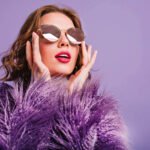 close up photo inspired trendy lady sparkle glasses looking up with mouth open