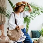 playful bohemian woman posing stylish